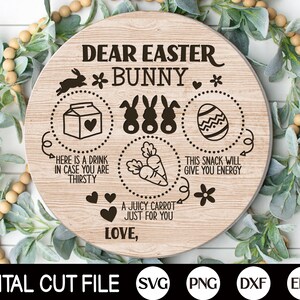 Easter Bunny Tray Svg, Easter Svg, Dear Easter Cookie Tray Svg, Carrot Plate Svg, Bunny Plate Dxf, Svg Files For Cricut, Silhouette image 1