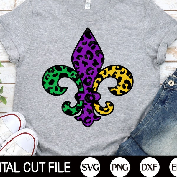 Leopard Mardi Gras Svg, Fat Tuesday Svg, Fleur De Lis Svg, Mardi Gras Png, Mardi Gras Party, Mardi Gras Shirt, Png, Svg Files For Cricut