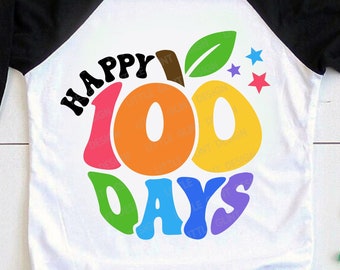 Joyeux 100 jours d’école SVG, 100 jours SVG, Retro School Png, Enseignant 100 jours d’école Chemise Svg, Svg Fichiers pour Cricut