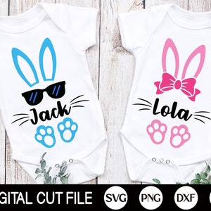 Bunny SVG, Cute Bunny Monogram, Happy Easter Svg, Easter Bunny Ears, Girl and Boys, Kids Easter Shirt, Svg Files For Cricut, Silhouette