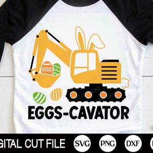 Eier-Cavator SVG, Ostern Junge SVG, Osterhase Svg, Hasen Ohren, Kinder Ostergeschenk, Jungen Oster Shirt, Png, Svg Dateien für Cricut, Silhouette