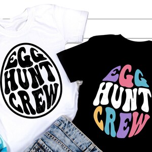 Egg Hunt Crew SVG, Pâques Kids SVG, Groovy Easter Gift, Egg Hunt Svg, Retro Easter Kids Shirt, Sublimation Png, Svg Files For Cricut
