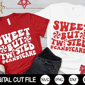 Zoet maar gedraaid SVG, Retro Kerst Svg, Candy Cane Svg, Kids Christmas Crew T-shirts, Png, Svg-bestanden voor Cricut
