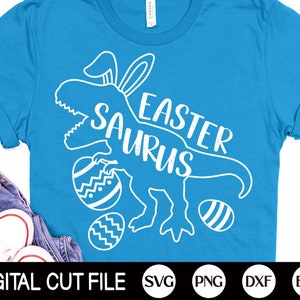 Oster Saurus SVG, Dinosaurier Svg, Osterhase Svg, Kinder Ostergeschenk, Baby Junge Svg, Jungs Ostershirt,  Png, Dxf, Svg Dateien für Cricut
