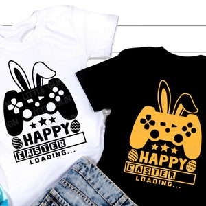 Feliz Páscoa Carregando SVG, Páscoa SVG, Orelhas de coelhinho, Controlador de jogo Png, Camisa infantil de Páscoa, Sublimação Png, Arquivos Svg para Cricut