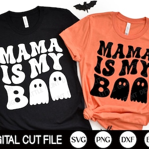 Mama Is My Boo SVG, Halloween Svg, Png testo ondulato retrò, Camicia Halloween per bambini Svg, File Svg per Cricut