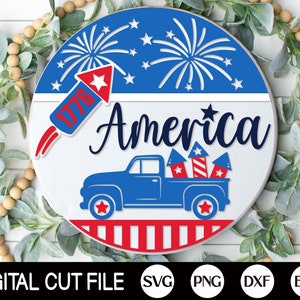 America Welcome Sign, Patriottische Deur Hanger SVG, 4 juli Sign Svg, Independence Day Deur Decor, Glowforge, Png, Svg Files voor Cricut