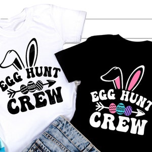 Équipage de chasse aux œufs SVG, SVG de Pâques rétro, Groovy Easter Family Shirt Gift, Sublimation Png, Svg Files For Cricut
