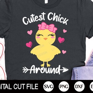 Süßes Küken um Svg, Mädchen Ostern SVG, Küken SVG, Osterei Svg, Kinder Ostershirt, Png, Svg Dateien für Cricut, Silhouette