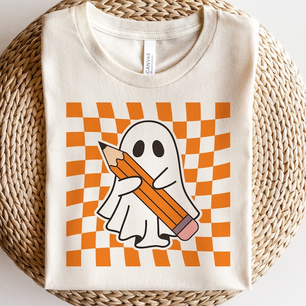 Halloween Teacher SVG, Retro Halloween Svg, Cute Ghost Teacher Svg, Fall Svg, Retro Halloween Shirt Svg, Svg Files For Cricut