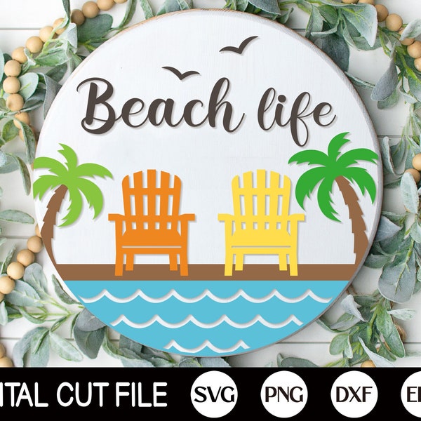 Summer Welcome Sign, Beach Chair Door Hanger SVG, Summer Sign Svg, Summer Door Decor, Glowforge, Png, Dxf, Svg Files for Cricut