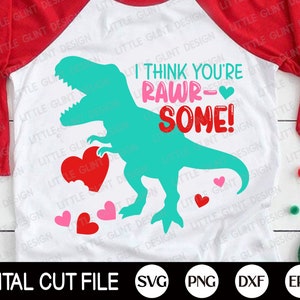 Boy Valentine’s Day SVG, Valentine Dinosaur SVG, I think youre rawr-some SVG, Valentine Gift, Boy Valentines Shirt, Svg Files for Cricut