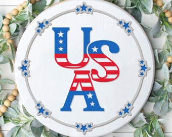 Patriotic Welcome Sign, America Door Hanger SVG, 4th of July Sign Svg, Independence Day Door Decor, Glowforge, Png, Svg Files for Cricut