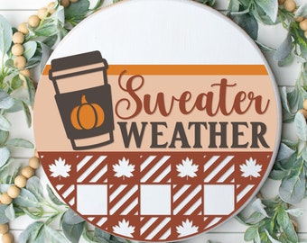 Panneau de bienvenue d’automne, cintre de porte rond SVG, signe d’automne svg, décor de porte d’automne de ferme, glowforge, pull météo png, fichiers svg pour cricut