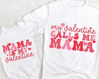 Mama is my Valentine SVG Bundle, Valentine SVG, My Valentine calls me Mama, Mommy and me Valentines Day Shirt Gift, Svg Files for Cricut