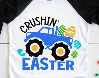 Crushing Easter Svg, Easter Svg, Monster Truck Svg, Easter Egg Svg, Kids Easter Gift, Boys Easter Shirt, Svg Files For Cricut, Silhouette