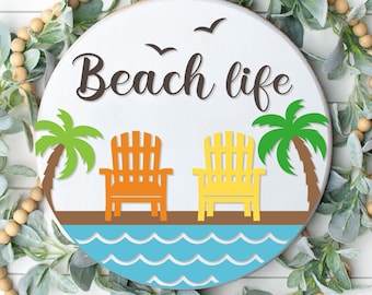 Summer Welcome Sign, Beach Chair Door Hanger SVG, Summer Sign Svg, Summer Door Decor, Glowforge, Png, Dxf, Svg Files for Cricut