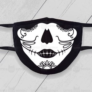 Skull Face Mask SVG, halloween mask svg, Skull Mask Clip Art, face mask pattern, Funny Face Mask, Social Distancing, Cricut and Silhouette