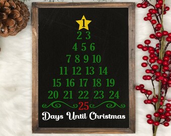 Cuenta regresiva de Navidad SVG, Árbol de Navidad SVG, Días hasta Navidad, Signo de Navidad svg, Divertido Navidad svg, Vacaciones, Svg Archivos para Cricut