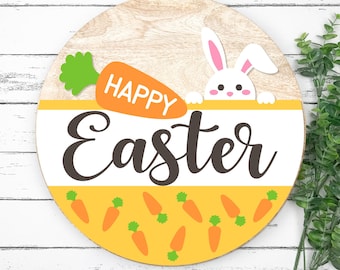 Happy Easter Welcome Sign, Easter SVG, Round Door Hanger SVG, Easter Sign Svg, Spring Door Decor, Glowforge, Png, Svg Files for Cricut