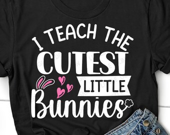 Insegno ai coniglietti più carini SVG, insegnante Easter SVG, coniglietto pasquale, regalo per insegnante, camicia pasquale scolastica, png, file svg per cricut