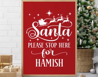 Christmas please stop here SVG, Christmas Sign Svg, Santa Svg, Farmhouse Christmas Wall Sign, Merry Christmas Decor, Svg Files For Cricut