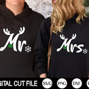Camisa de pareja de Navidad SVG, Navidad Svg, Camisa de parejas de vacaciones, Feliz Navidad, Reno, Navidad divertida, Dxf, Png, Archivos Svg para Cricut