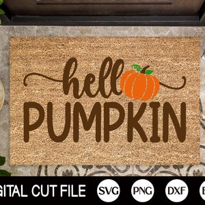 Hello Pumpkin Svg, Fall Svg, Hello Fall Doormat Svg, Autumnl Svg, Welcome Sign, Thanksgiving Welcome Mat, Png, Dxf, Svg Files For Cricut