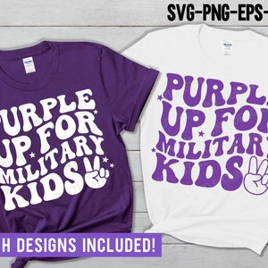 Purple Up voor militaire kinderen SVG PNG, militaire kind maand SVG, Peace Out militaire shirt, sublimatie PNG, SVG-bestanden voor Cricut