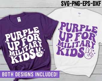 Purple Up for Military Kids SVG PNG, Military Child Month Svg, Peace Out Military Shirt, Sublimation Png, Svg Files For Cricut