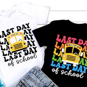 Último día de clases retro SVG PNG, Fin de clases Svg, Autobús escolar Png, Camiseta del último día del maestro, Archivos Svg para Cricut