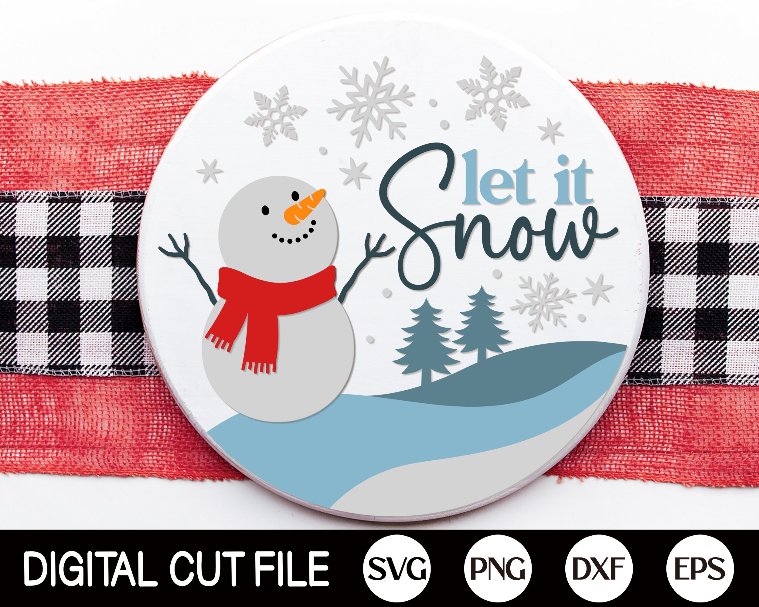 Let It Snow Welcome Sign SVG, Christmas Door Hanger SVG, Snowman Svg ...