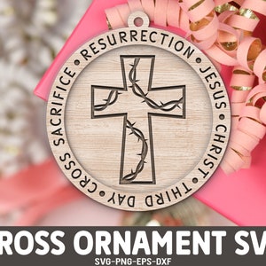 Christian Ornament SVG, Cross keychain, Car Charms, Faith Bag Tag, SVG, Glowforge Svg, Laser Cut File