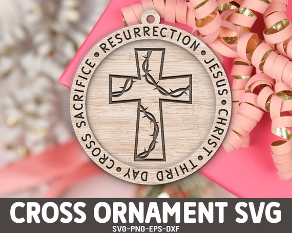 Christian Ornament SVG, Cross keychain, Car Charms, Faith Bag Tag, SVG, Glowforge Svg, Laser Cut File