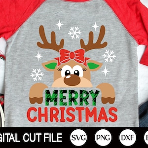 Frohe Weihnachten SVG, Rentier SVG, Weihnachten svg, Rentier Mädchen svg, Kinder Weihnachten svg, Weihnachten Mädchen Shirt, svg-Dateien für Cricut