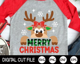 God Jul Svg, Ren SVG, Jul Svg, Renflicka Svg, Barn Jul Svg, Julflicka Tröja, Svg-filer för Cricut
