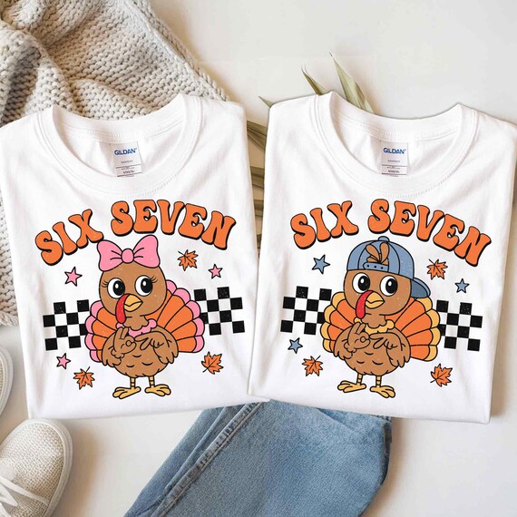 Funny Six Seven Turkey SVG PNG, Boy and Girl Thanksgiving Kids Png, Funny Turkey Shirt Design, Thanksgiving Kids Shirt design