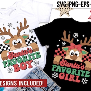 Santa's Lieblingsjunge und Mädchen SVG Bundle, Rentier SVG, Weihnachtssvg, Kinder Weihnachtsgeschenk, Weihnachtshemd, SVG-Dateien für Cricut