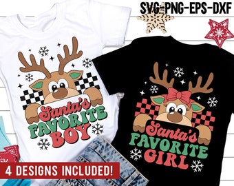 Santa's Lieblingsjunge und Mädchen SVG Bundle, Rentier SVG, Weihnachtssvg, Kinder Weihnachtsgeschenk, Weihnachtshemd, SVG-Dateien für Cricut