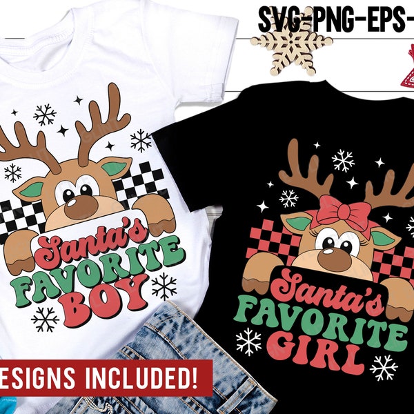 Santa's Favorite Boy and Girl SVG Bundle, Reindeer SVG, Christmas Svg, Kids Christmas Gift, Christmas Shirt, Svg Files for Cricut