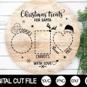 Caro Santa Plate SVG, Christmas Svg, Santa Tray Svg, Santa Cookie Plate, Reindeer, Santa Cookies Svg, Doodle Tray Svg, Svg Files for Cricut