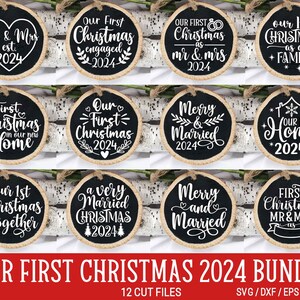 Notre premier lot de décoration de Noël SVG, première décoration de Noël, M. et Mme, Noël 2024 Svg, Noël, nouvelle maison, PNG, fichiers Svg pour Cricut