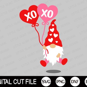 Valentine Gnome SVG, XOXO Svg, Gnomes Png, Valentine Hearts, Love, Gnome Cut file, Kids Valentine Shirt Gift, Png, Dxf, Svg Files for Cricut