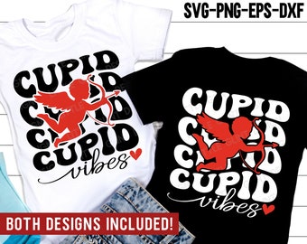 Cupid Vibes SVG, Funny Valentines Day SVG, Love Png, Groovy Valentine Shirts, Svg Files for Cricut