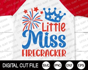 4th of July Svg, Little Miss Firecracker Svg, Memorial day, Independence day Svg, Fourth of July, American Flag Shirt, Svg Files For Cricut