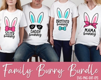 Family Easter Bunny Bundle, Easter SVG, Easter Bunny Svg, Bunny Ears Svg, Mom, Sister, Brother, Family Easter Shirt, Svg Files For Cricut