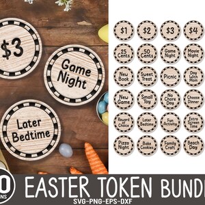 30 Einlösbare Ostern SVG, Kinder Oster Laser Dateien, Ostern Münze SVG, Osterei Preise, Ostern Münze, Kinder Laser, Glowforge Datei