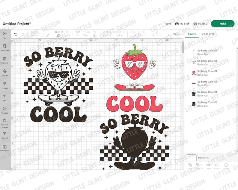 K&ouml;nnte beinhalten: Ein digitales Design mit einer Comic-Erdbeere, die eine Sonnenbrille tr&auml;gt und Skateboard f&auml;hrt, mit dem Text "So Berry Cool". Das Design ist in Schwarzwei&szlig; mit einem karierten Muster und Sternen.