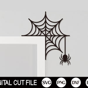 Halloween Spider Door Trim SVG, Halloween Svg, Door Corner Svg, Spiderweb Sign, Halloween Door Decor, Glowforge Laser Cut Files