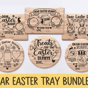 Easter Bunny Tray Bundle, Easter Svg, Dear Easter Cookie Tray Svg, Carrot Plate Svg, Bunny Plate Dxf, Svg Files For Cricut, Silhouette